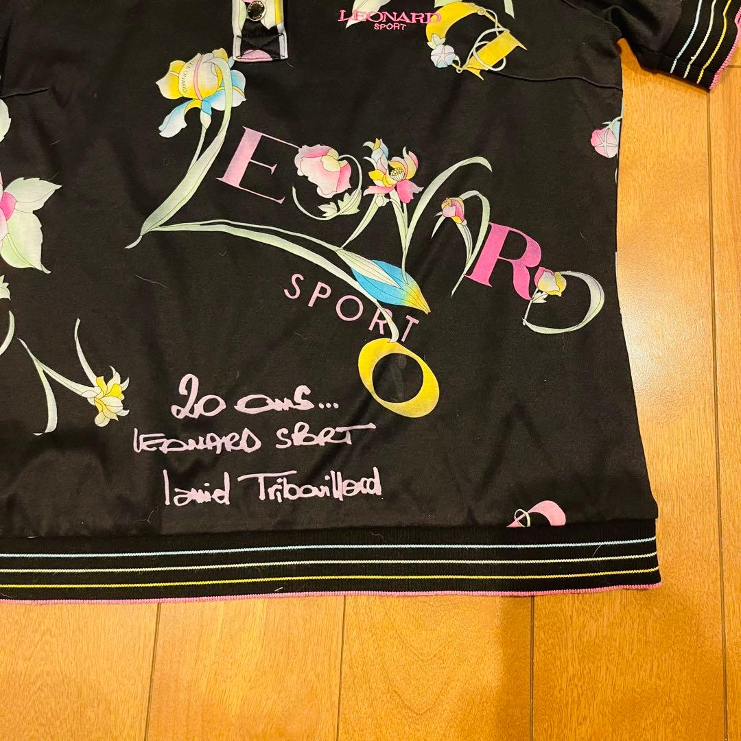 セール中！⭐️美品⭐️LEONARD sport 半袖ポロシャツ４０　ブラック　花柄