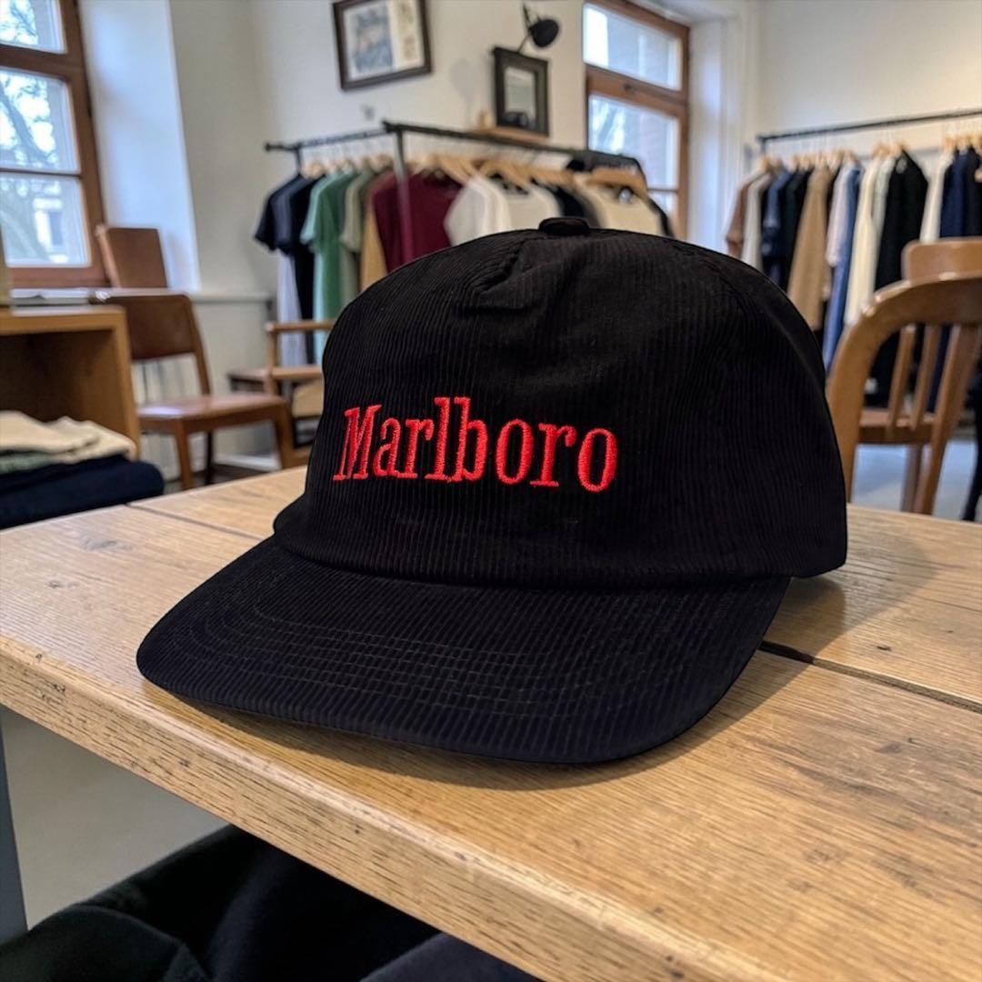 Marlboro マルボロ コーデュロイキャップ CAP ブラック 黒 赤刺繍