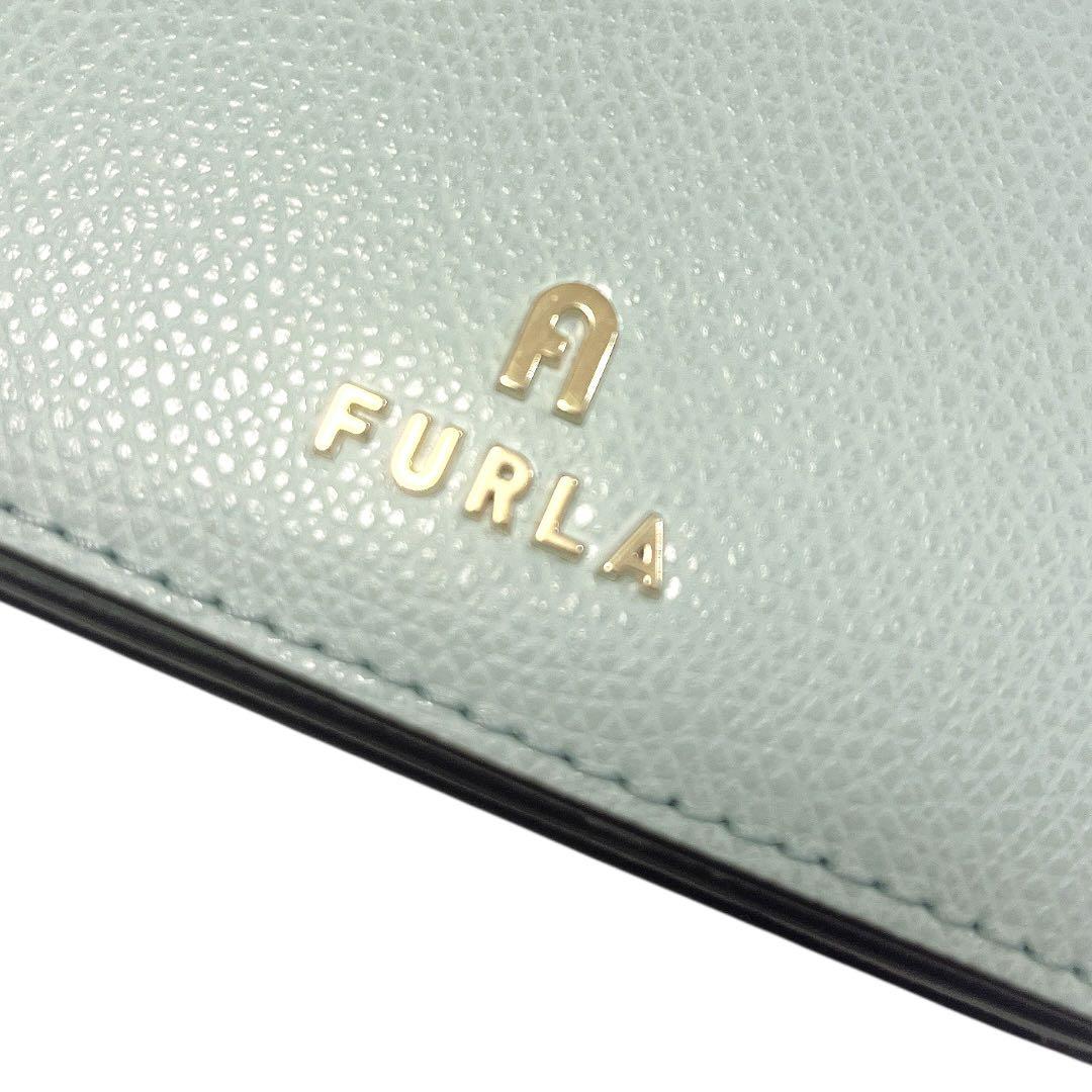 【未使用★保存袋付】FURLA カードケース 名刺入れ アーチロゴ ミントブルー