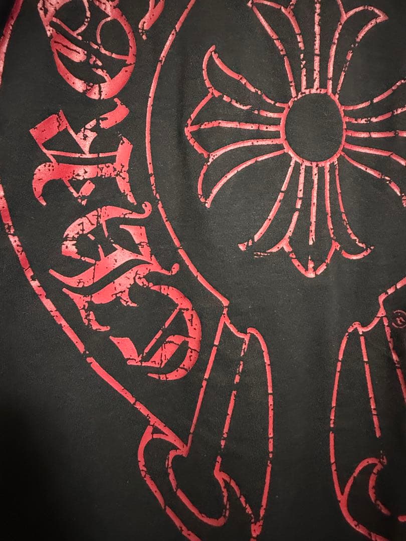 クロムハーツ　赤CHプラス　スクールラベル　プリント　Tシャツ