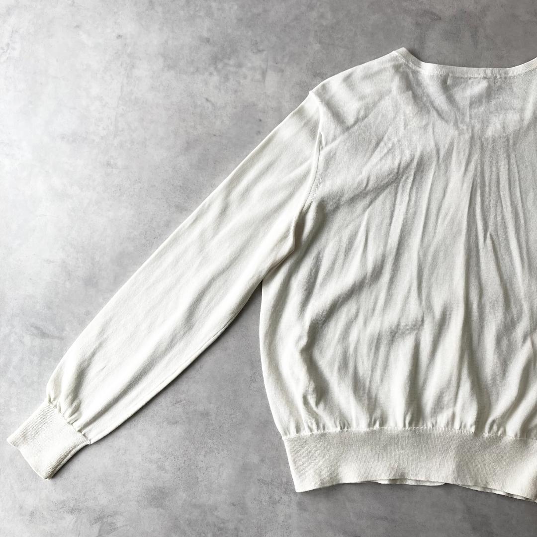 美品　アナイ　ボタニカルフラワーPTクルーネックカーディガン　白　1115