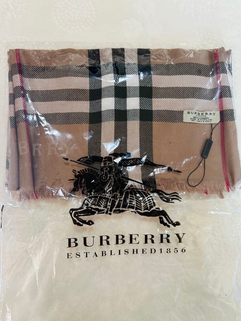 Burberry チェック柄 マフラー大判シルクカシミヤ180cm×70cm