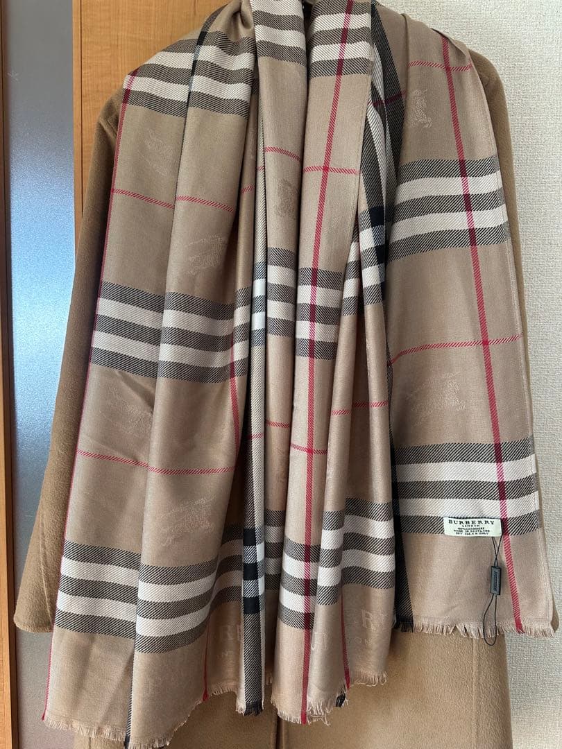 Burberry チェック柄 マフラー大判シルクカシミヤ180cm×70cm
