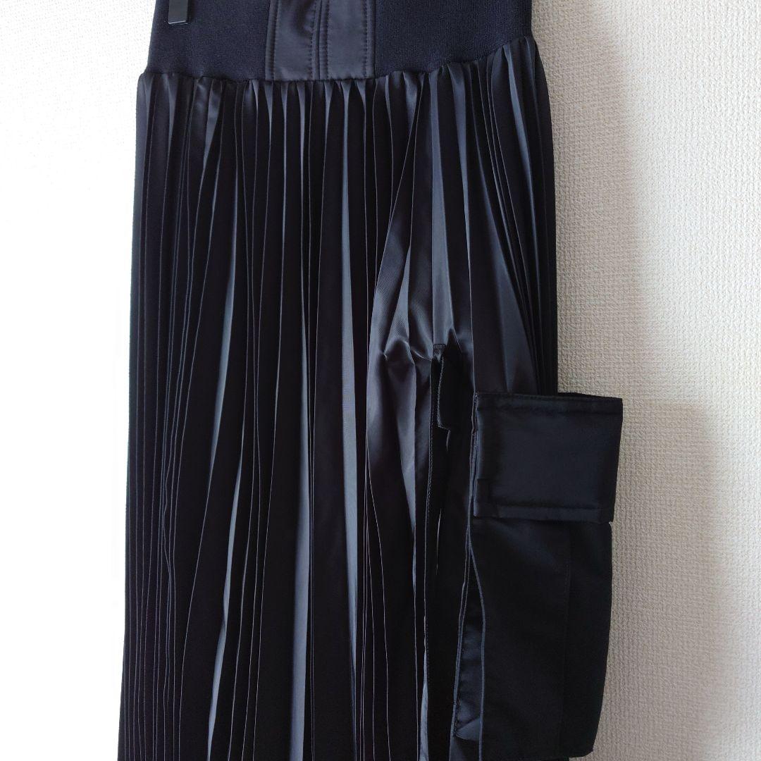 【美品】sacai ブラック プリーツスカート サイドポケット付き