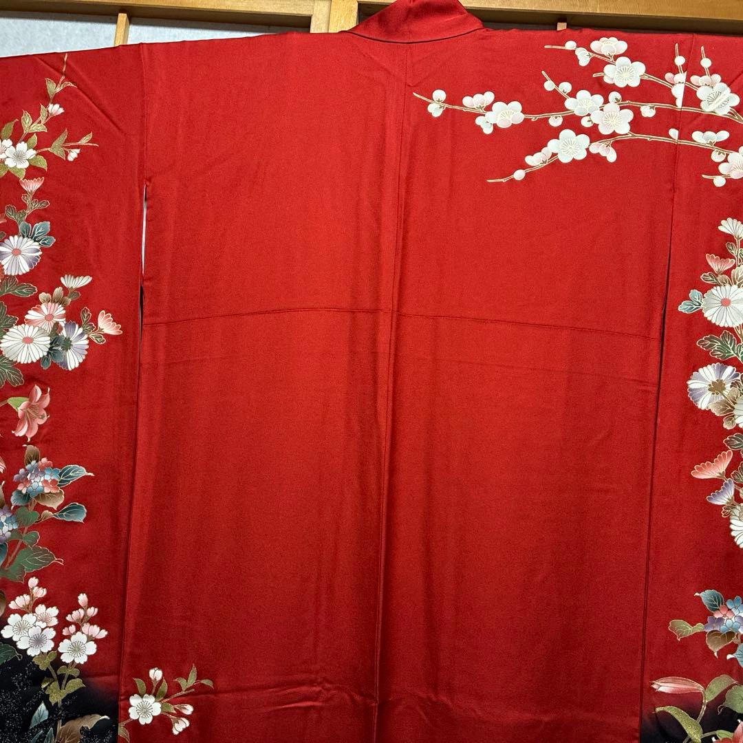 銀*め様 振袖、東京ますいわ屋ブランド、ます美ガード、新品、美品、朱色に梅菊紫陽