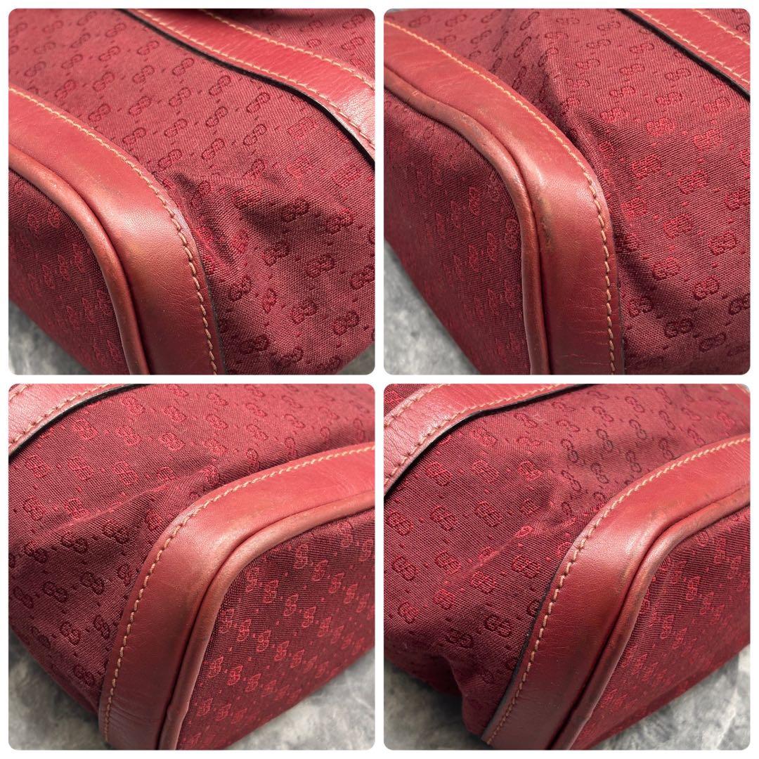 ✨美品✨GUCCI GG ボストンバッグ ハンド ブラウン 赤 レザー ロゴ