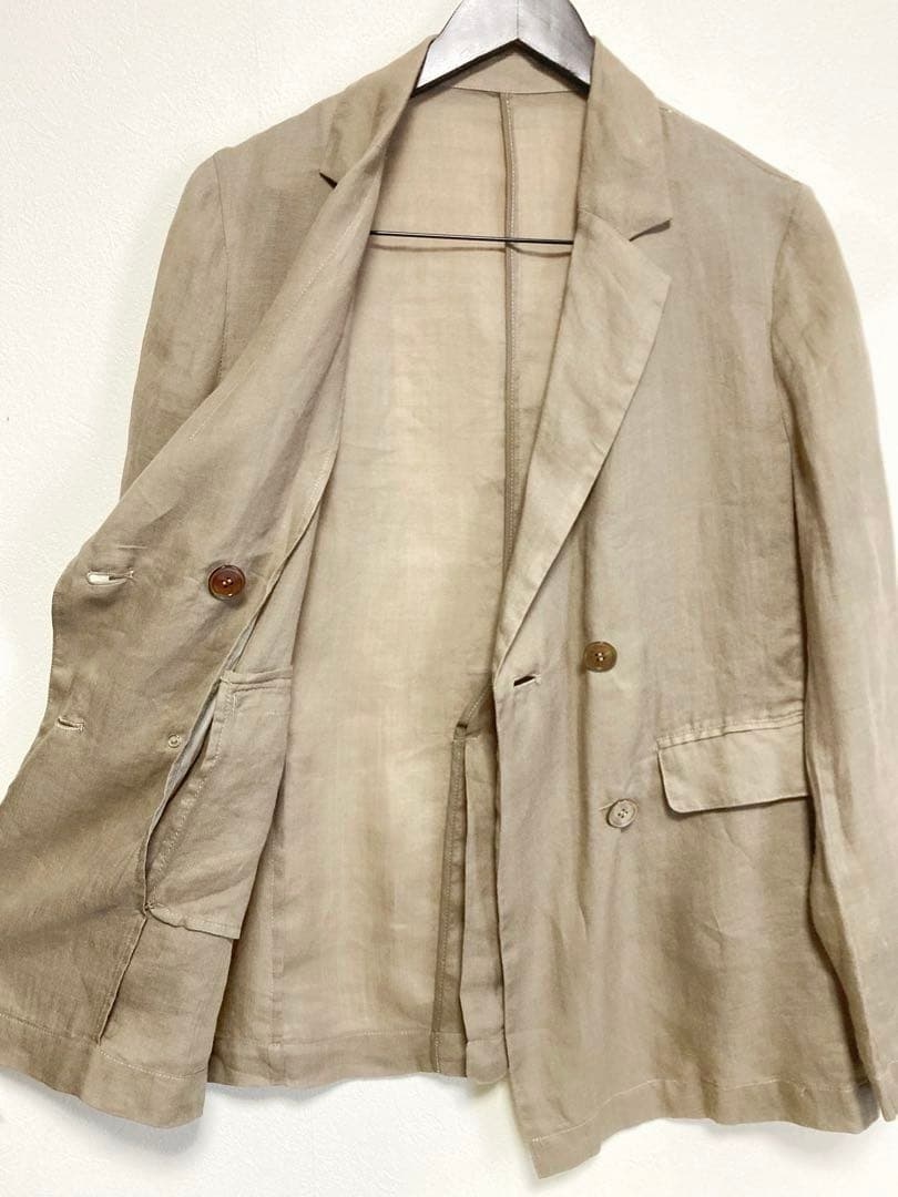 スローブイエナ 24SS ラミージョーゼットジャケット ベージュ リネン ダブル