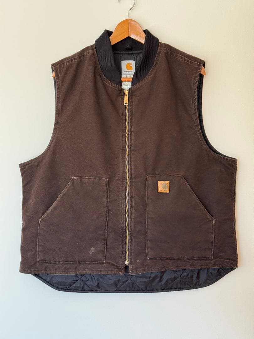 【超人気】良品 カーハート ダックベスト XL ダークブラウン ヴィンテージ