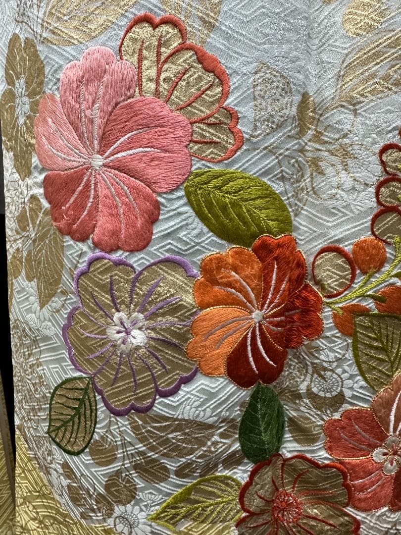 千總 桶絞り刺繍パステルカラー 振袖 川島織物袋帯フルセット