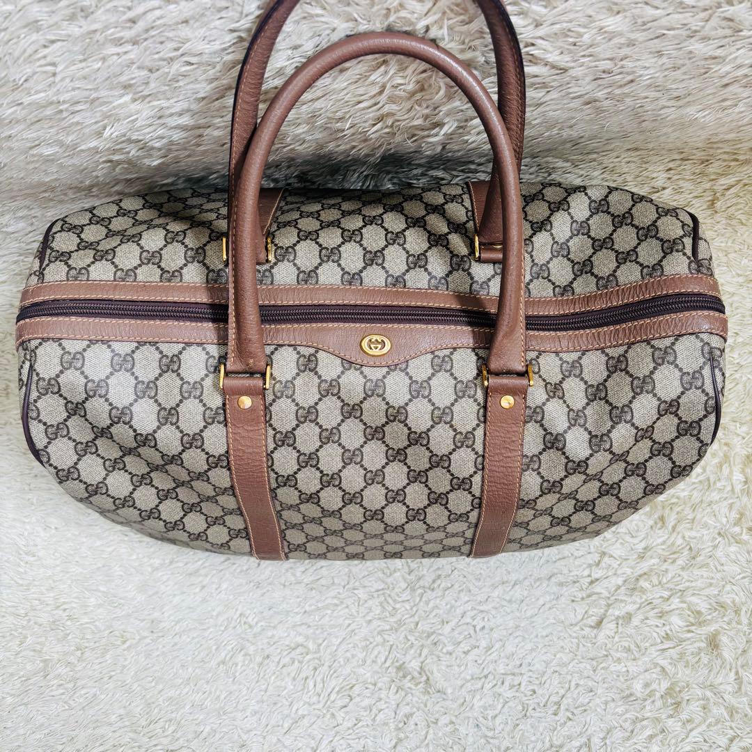 希少サイズ　オールドグッチ ボストンバッグ　GGスプリーム　グッチ　ゴールド金具