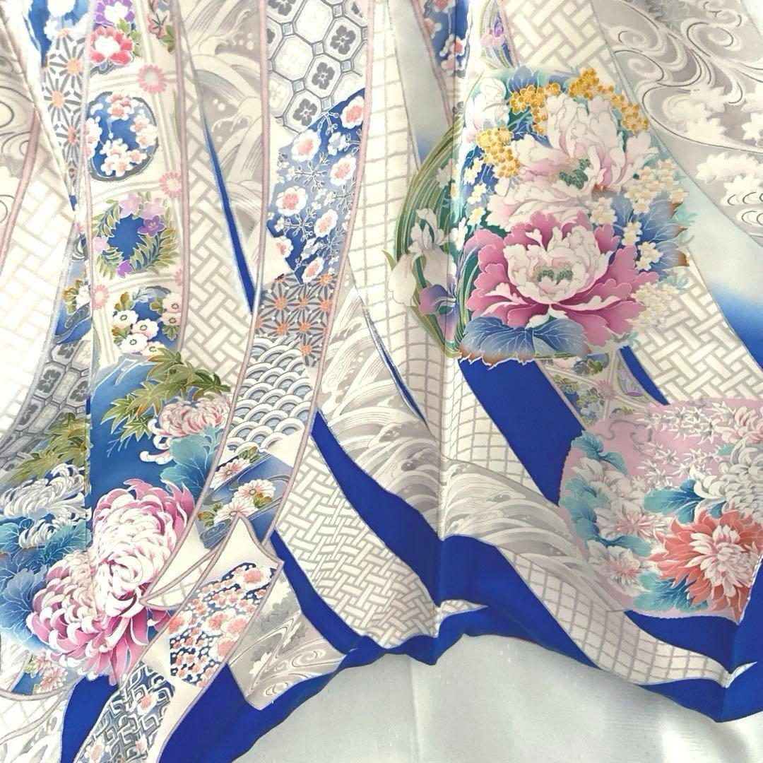 振袖セット　高級振袖　正絹　束ね熨斗草花文様　作家物