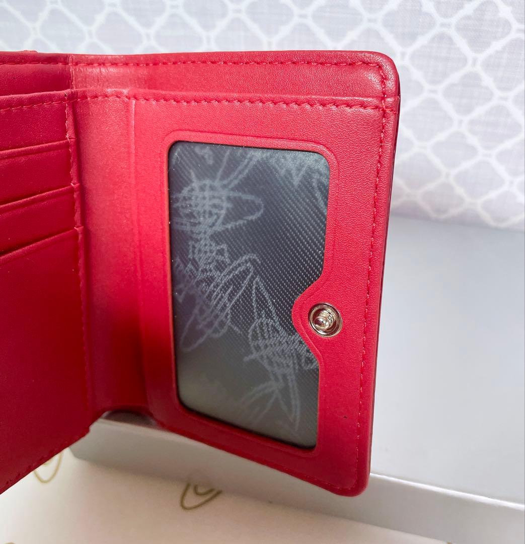 【内側に素敵な柄あり✨️】Vivienne Westwood 3折財布 赤エナメル