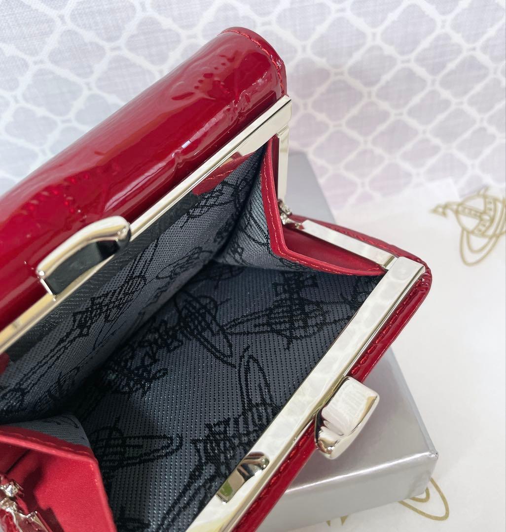 【内側に素敵な柄あり✨️】Vivienne Westwood 3折財布 赤エナメル