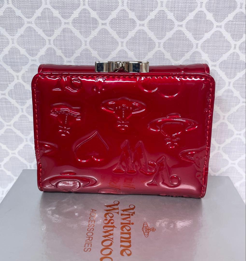 【内側に素敵な柄あり✨️】Vivienne Westwood 3折財布 赤エナメル