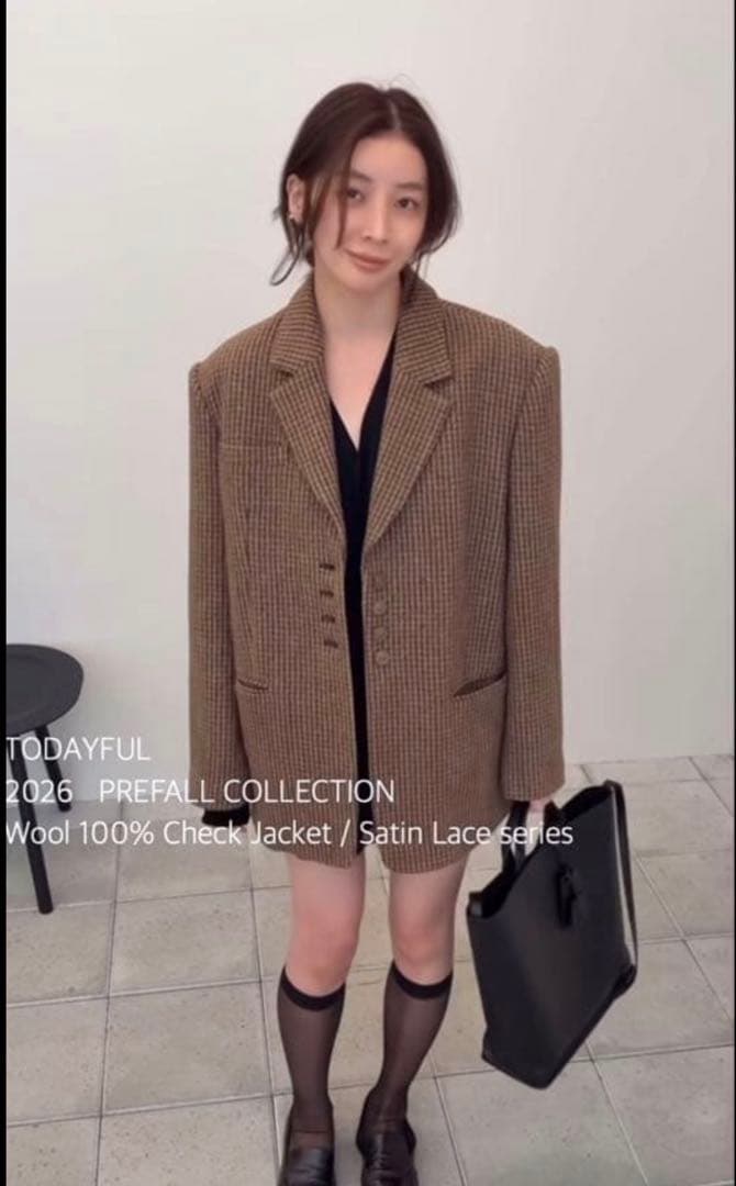 新品TODAYFUL Wool100% CheckJacket 36