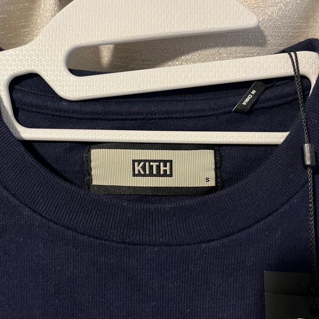 トップス Kith box logo T-shirt navy red