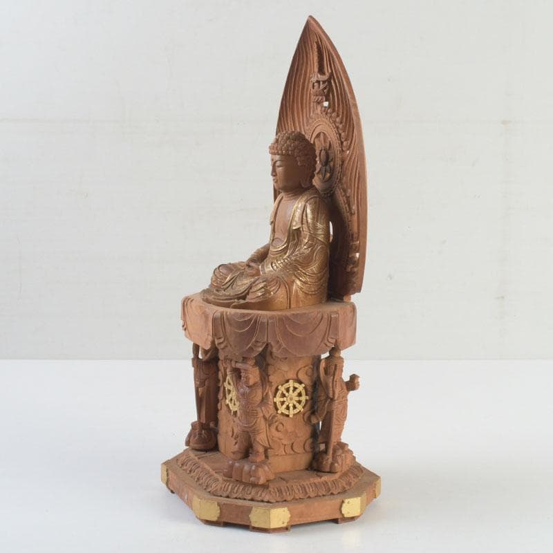 江戸(倉庫)　仏教美術　桧彫刻　大日如来像　仏像　置物　V　9312