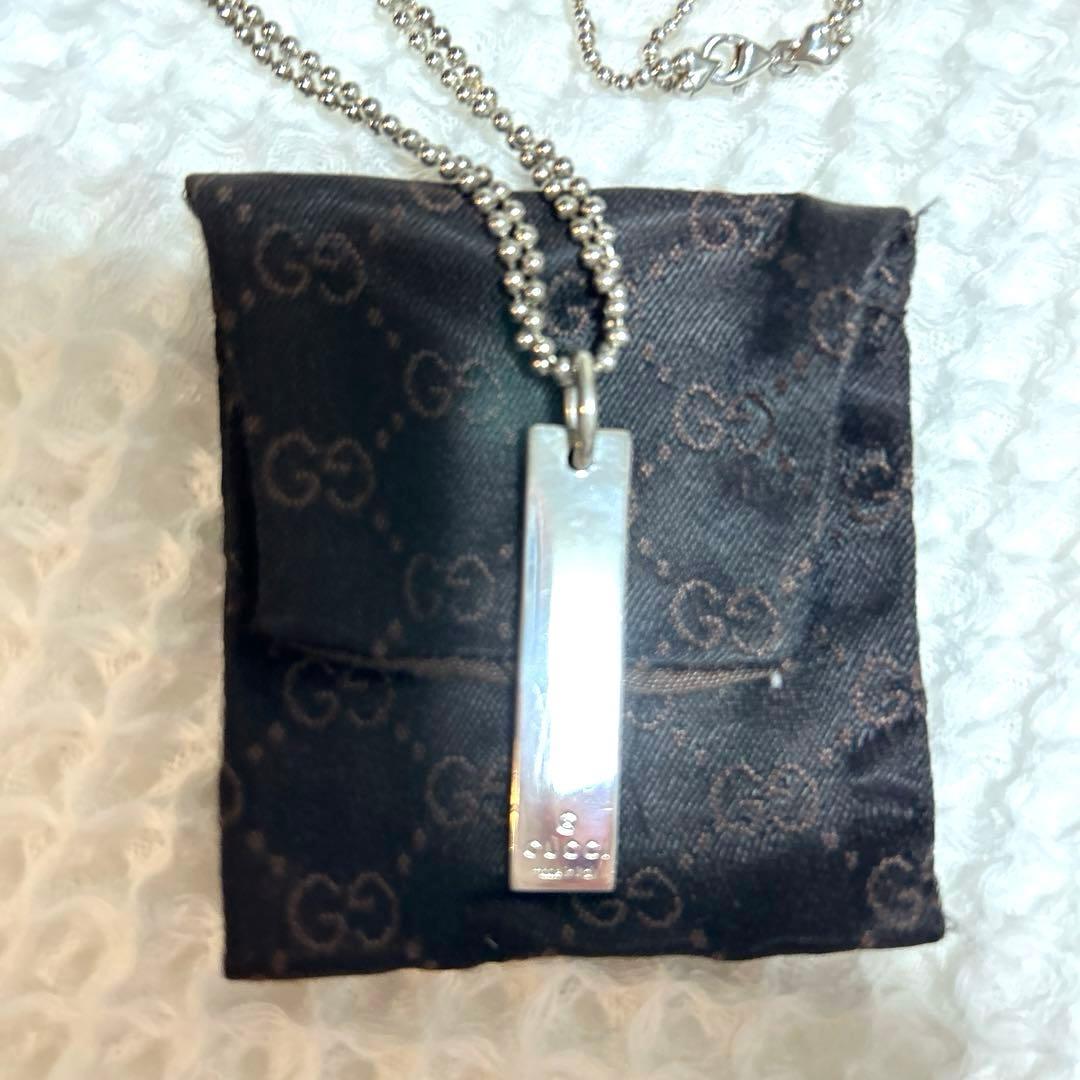 Gucciグッチ　ロゴプレート　ネックレス　シルバー