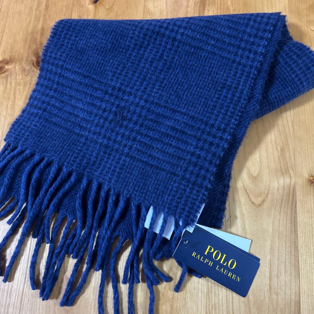 新品タグ付！POLO RALPHLAURENチェック柄リバーシブルウールマフラー
