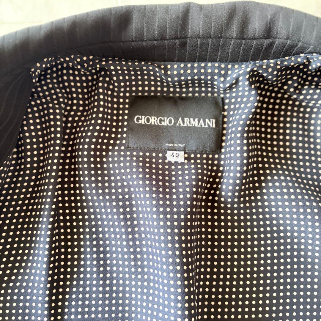 GIORGIO ARMANI ストライプテーラードジャケット　ドット春夏　42黒