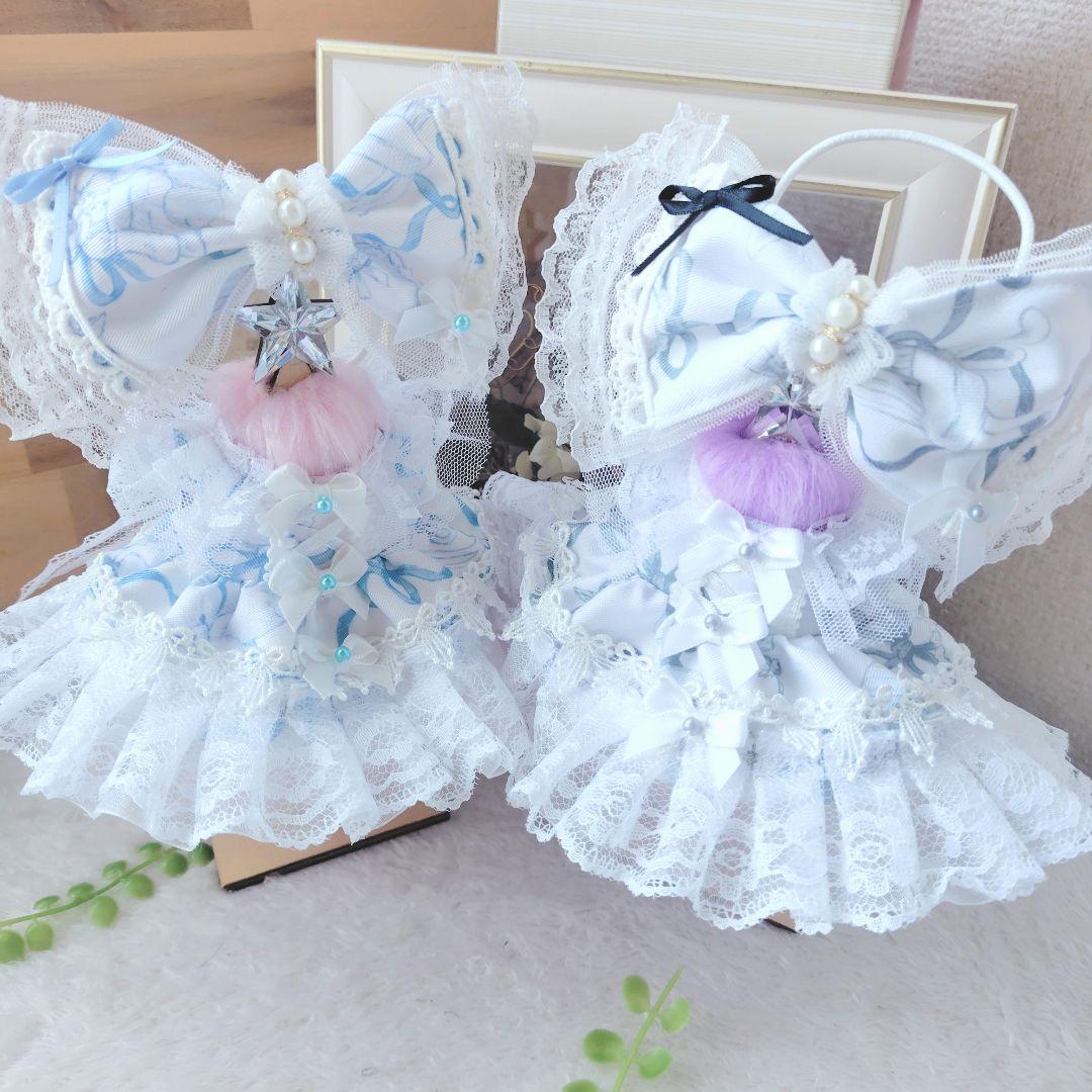 【色違いコーデ】ロリータリボン　ドレス　１２cm　ぬい服 いつぬい