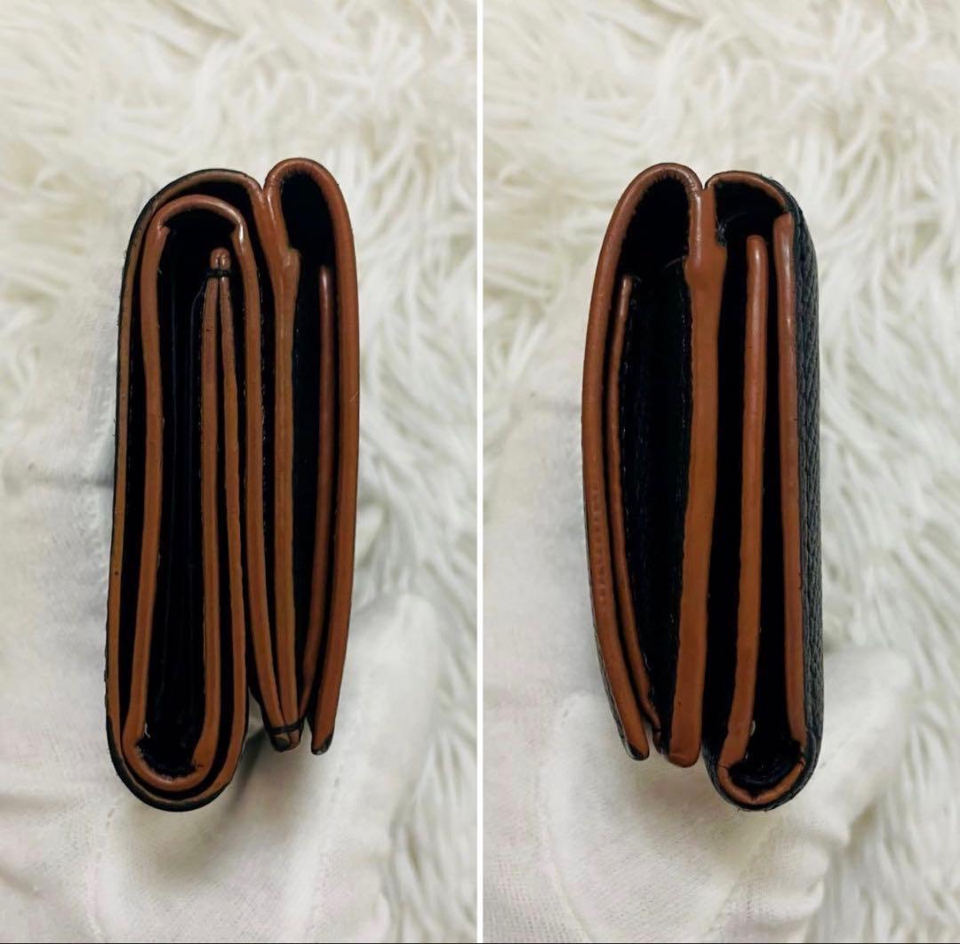 付属完備 ロエベ 三つ折り財布 トライフォールド レザー ブラック