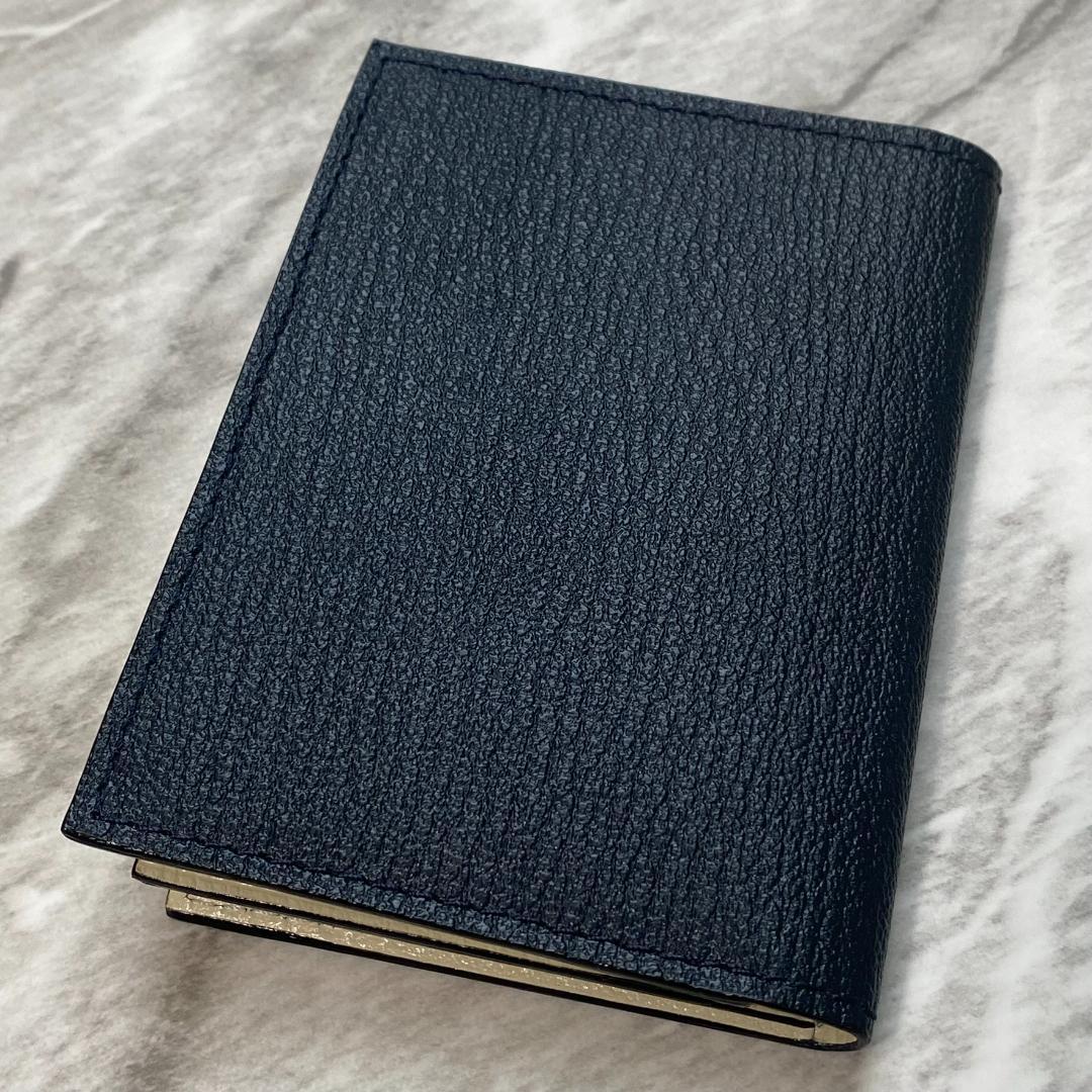 新品 【定価2.2万円】ラルコバレーノ 名刺入れ レザー ネイビー 白　2370