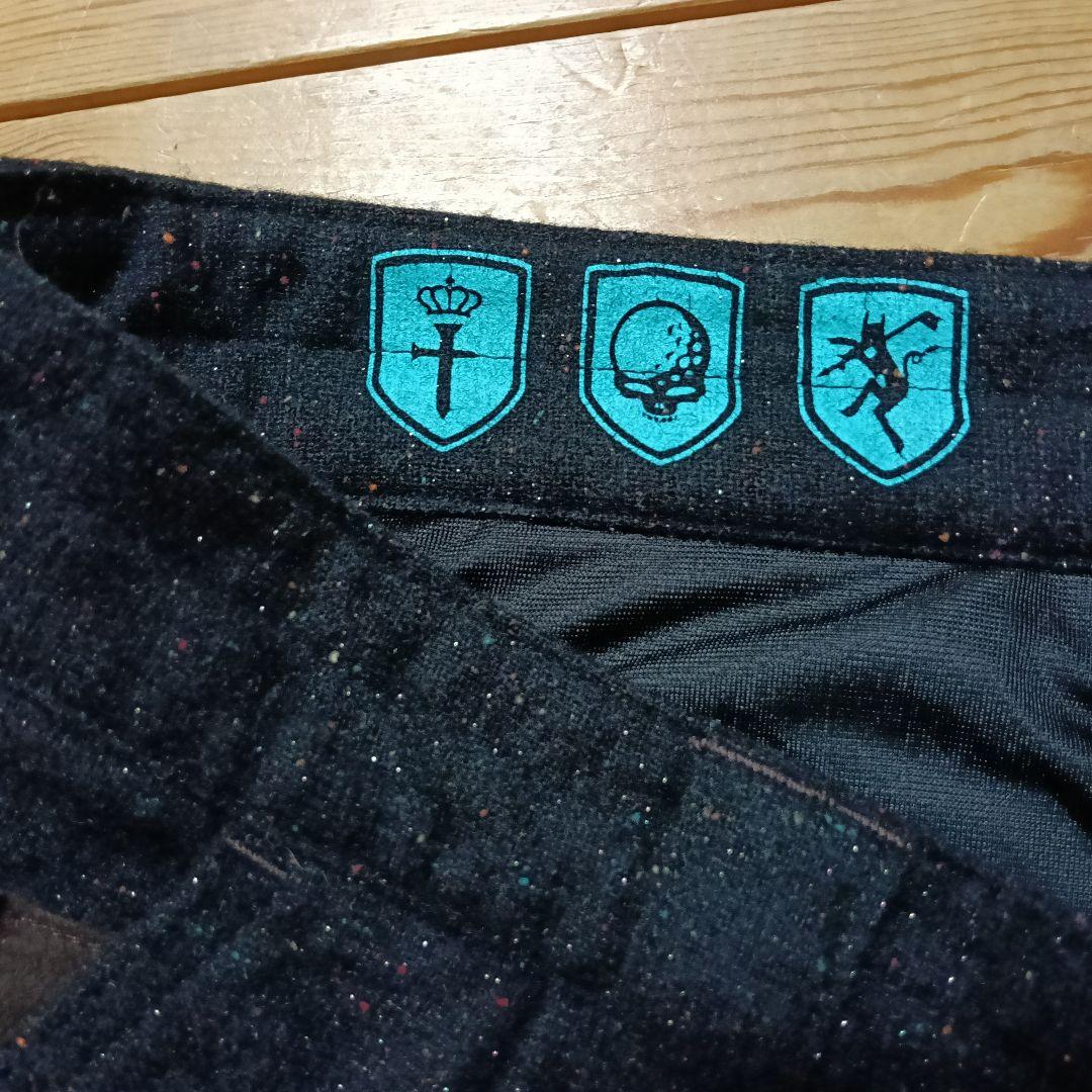 ラッセルノ ゴルフ クロップドパンツ XL 日本製 ネップ スカルワッペン