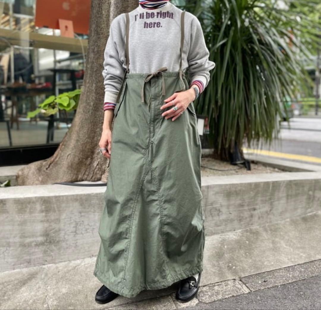 BEAMS BOY アーミー オーバーパンツ アレンジ ワンピース オリーブ