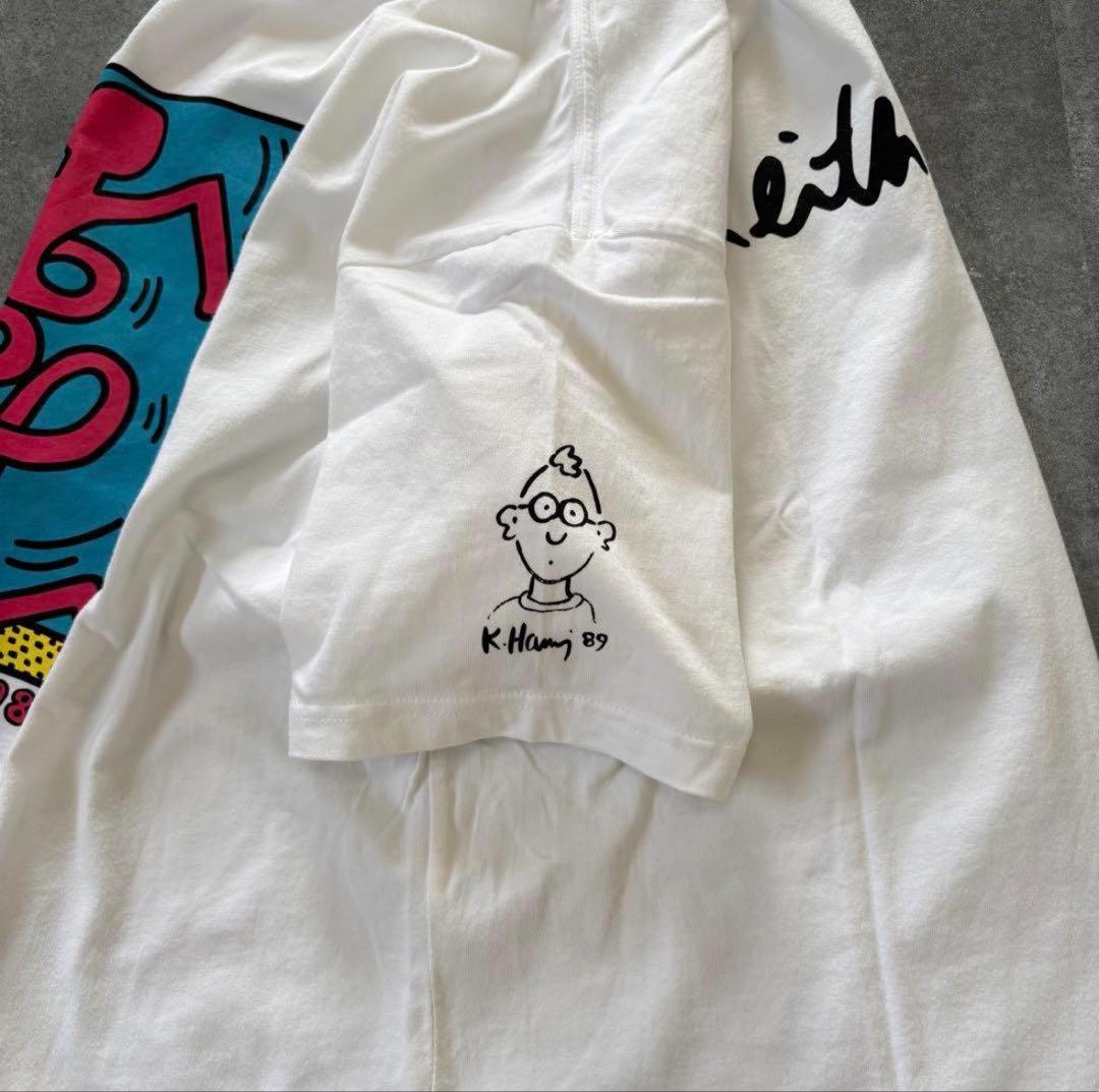 【レア】キースヘリング 白 Tシャツ 古着ナイスプリント アートティアメカジ L