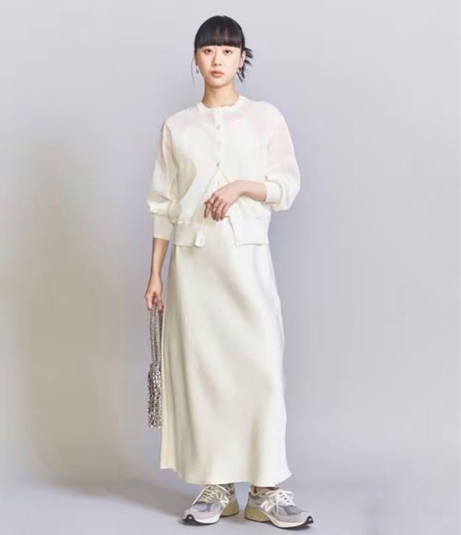 ほぼ新品＊BEAUTY&YOUTH UNITED ARROWSフレアスカート白D