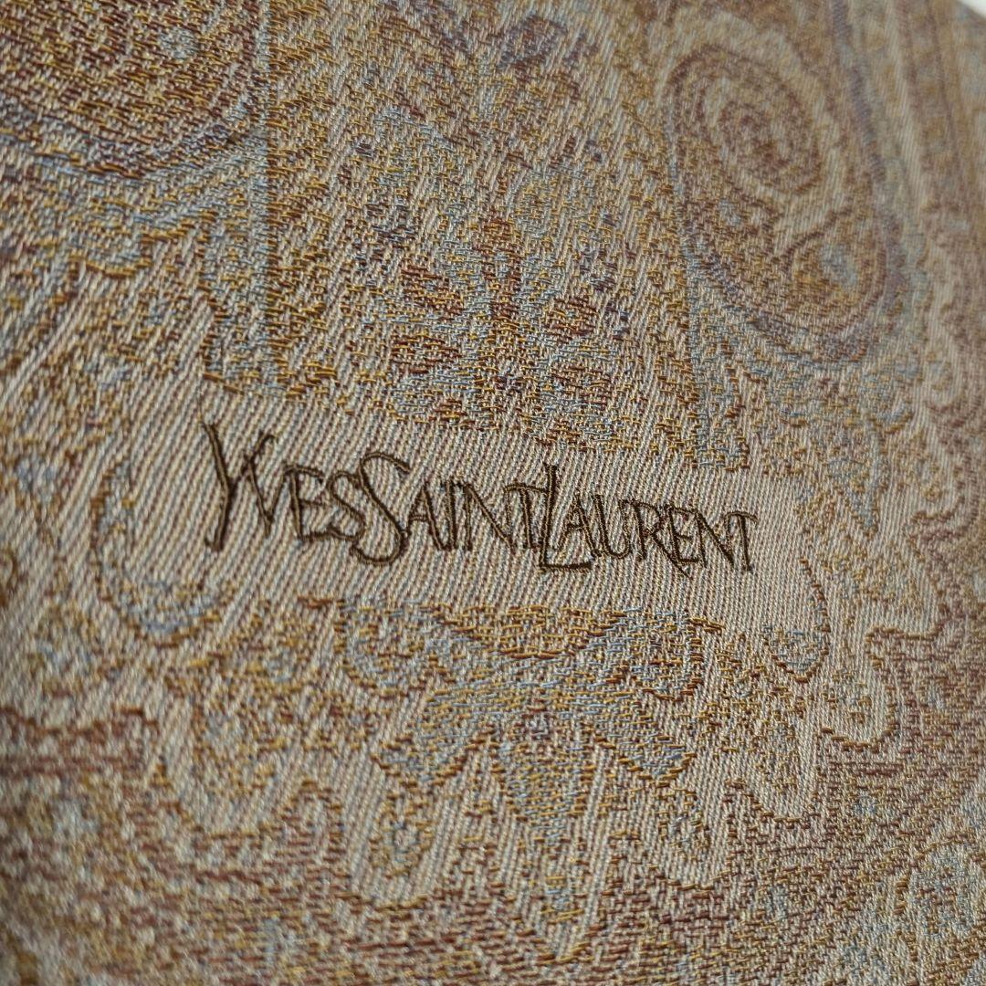 【YVES SAINT LAURENT】90s~ロゴ入り大判ショール・ストール