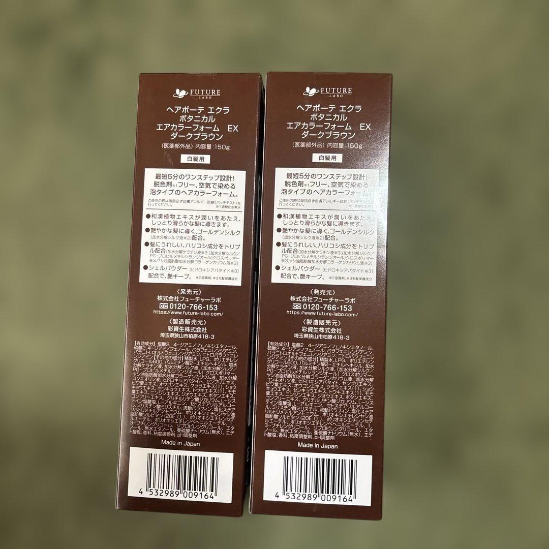 ヘアボーテエクラボタニカルエアカラーフォームEXダークブラウン150g×2本