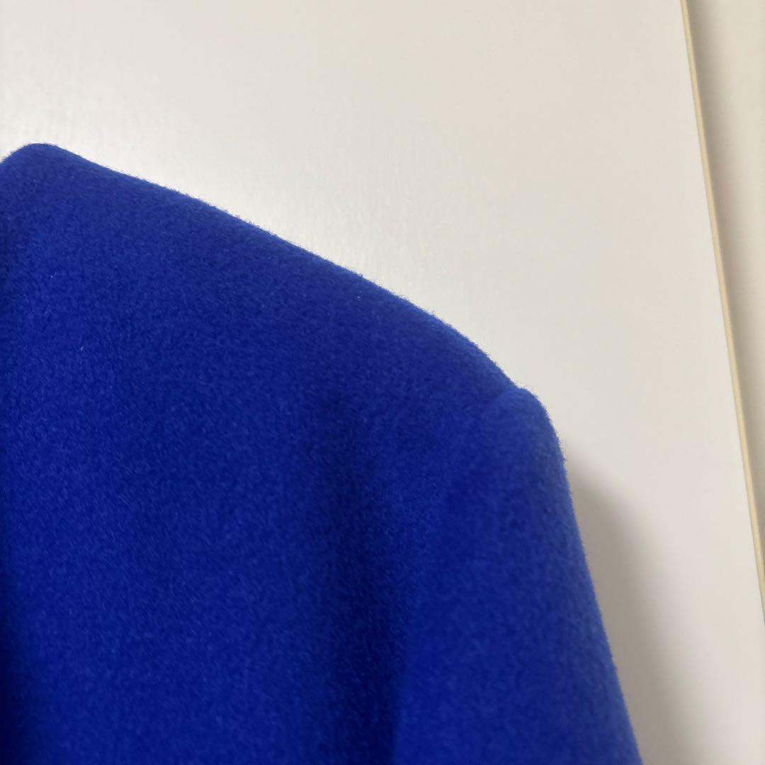 ユナイテッドアローズ ロイヤルブルー　ノーカラーコート　カシミヤ 混　36