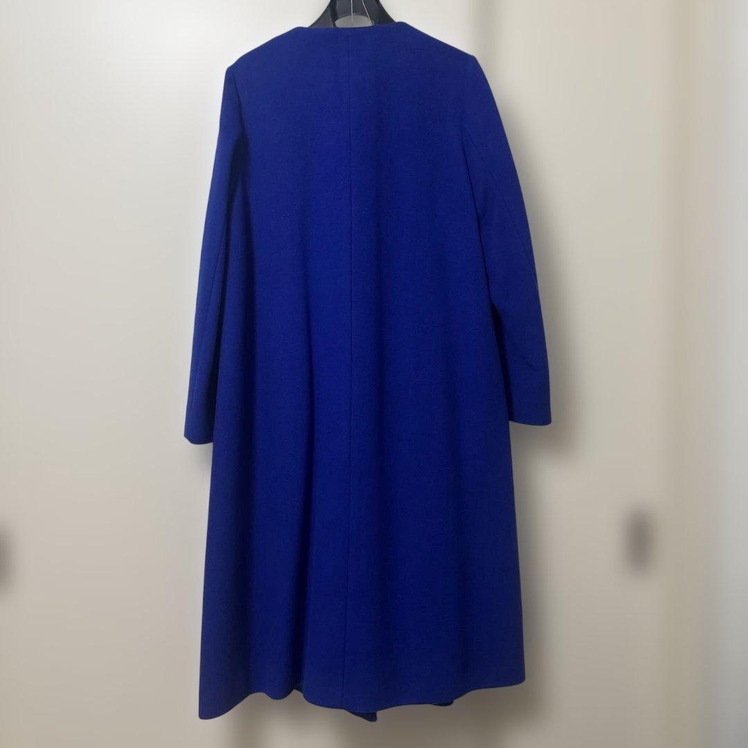 ユナイテッドアローズ ロイヤルブルー　ノーカラーコート　カシミヤ 混　36