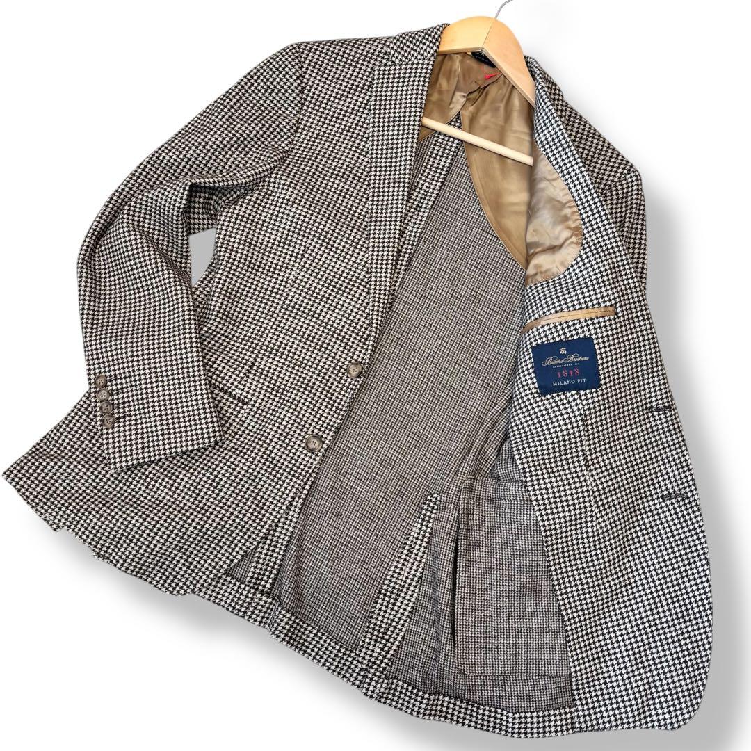 美品✨ブルックスブラザーズ1818ミラノ千鳥格子ジャケット40S Lイタリア製春