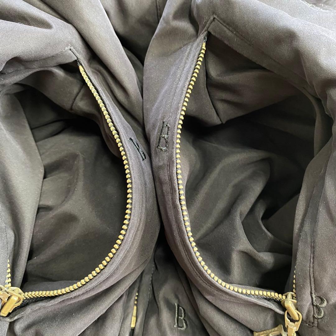 美品★BURBERRYロンドン モッズコート B総柄 フード付 黒 サイズ7