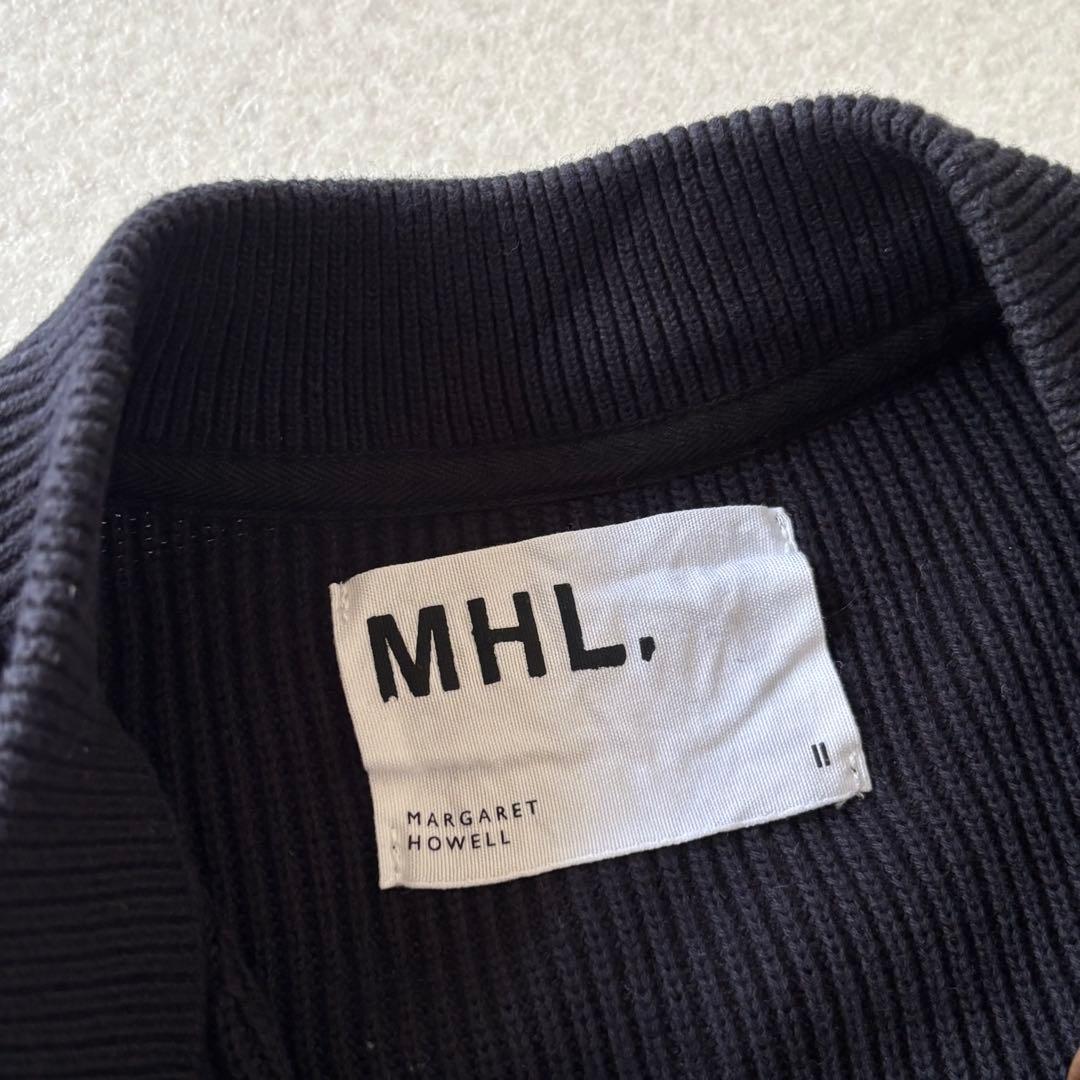 【美品】MHL. コットンニットカーディガン　M ネイビー