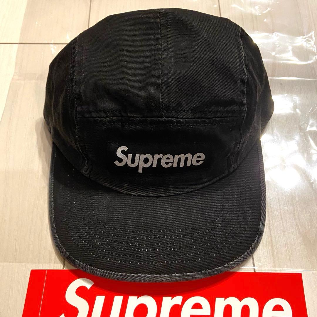 新品 Supreme Washed Chino Twill Camp Cap 黒