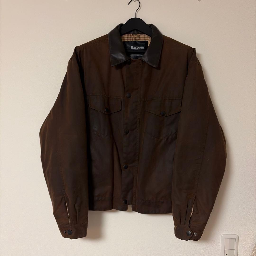 【希少】Barbour DROVER 襟レザー オイルド ジャケット