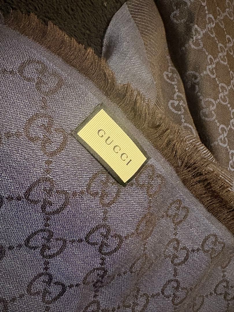 GUCCI GGロゴマフラー ストール ネイビー/ブラック