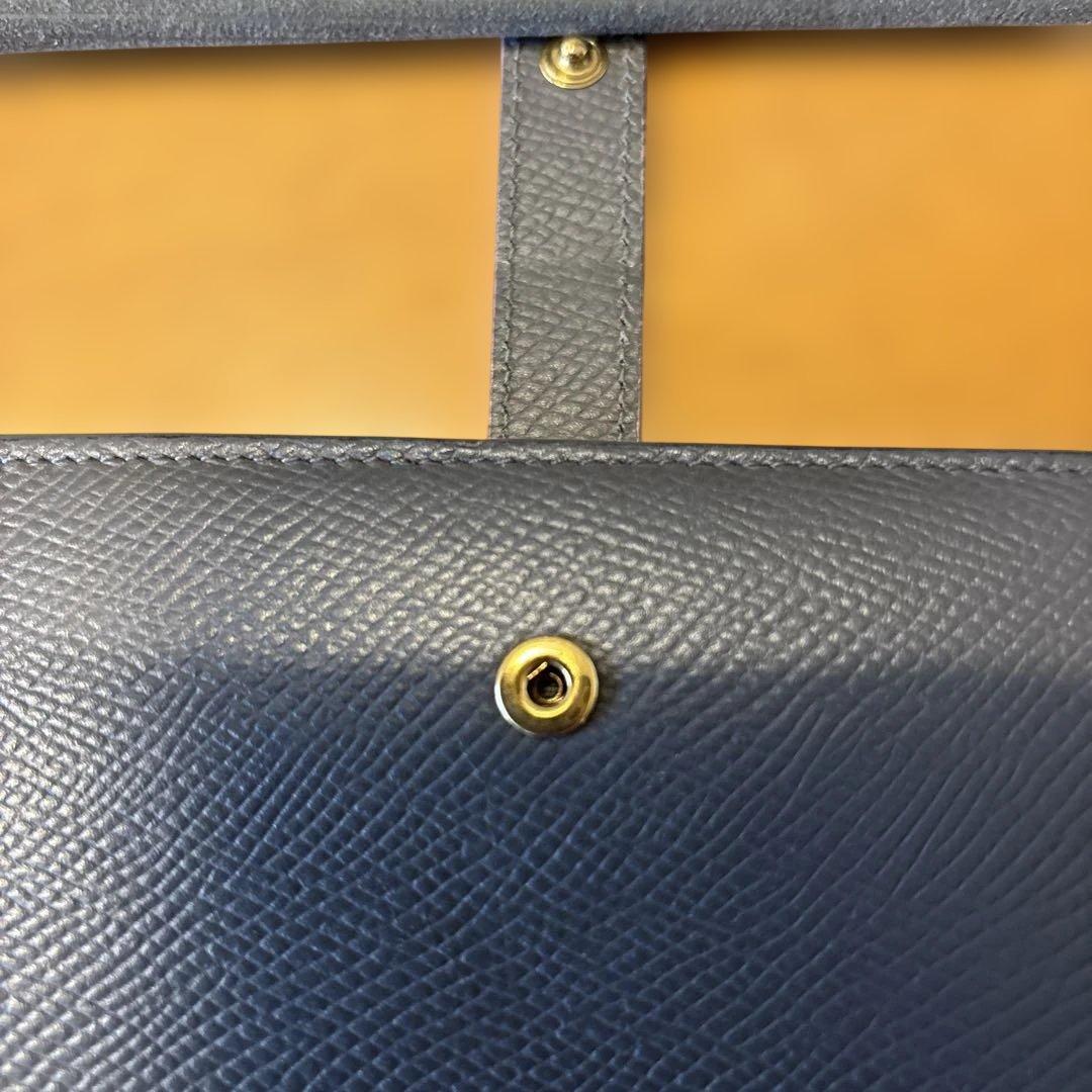 CELINE 二つ折り財布 ネイビー レザー