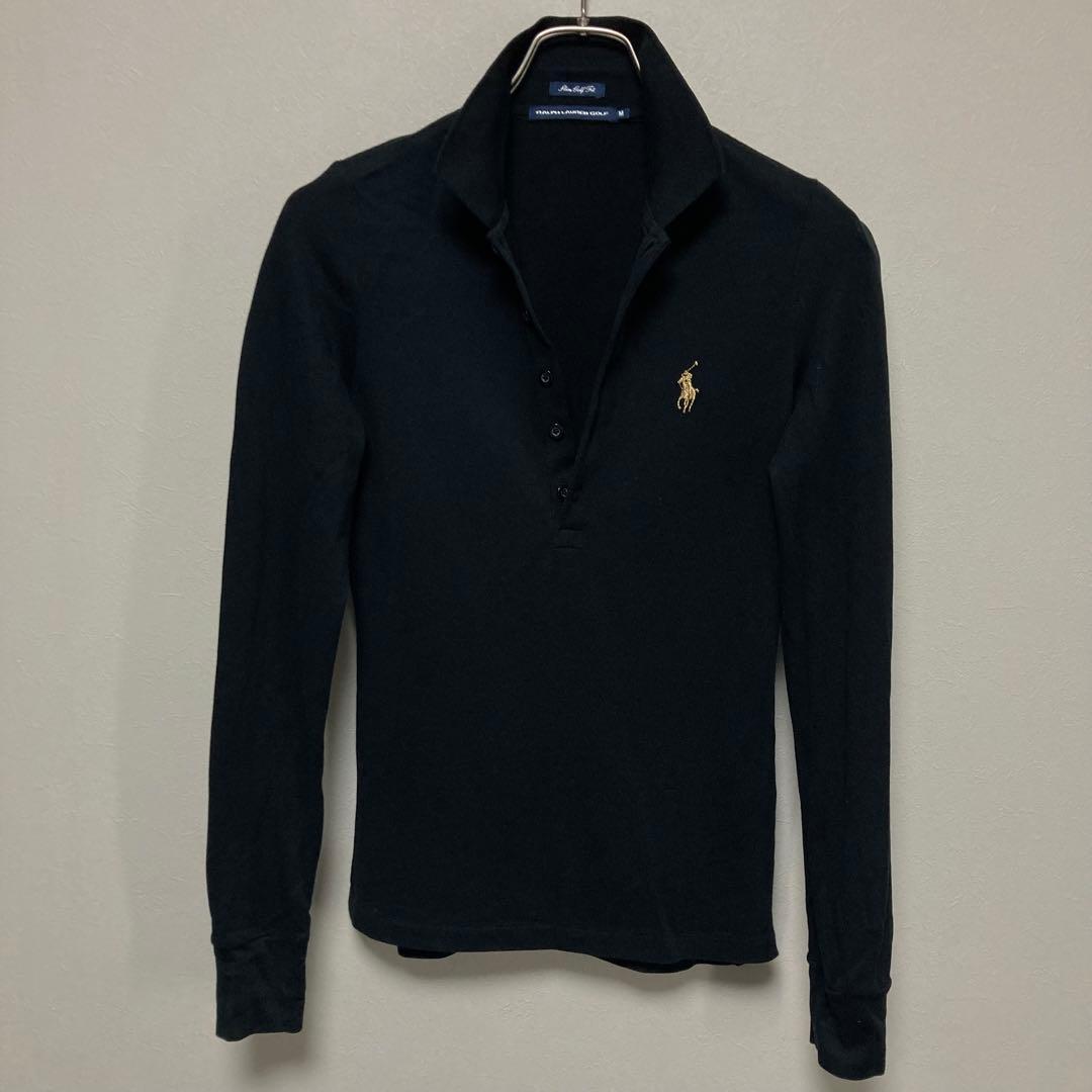 POLO RALPH LAUREN ラルフローレン 長袖ポロシャツ 黒金 ゴルフ