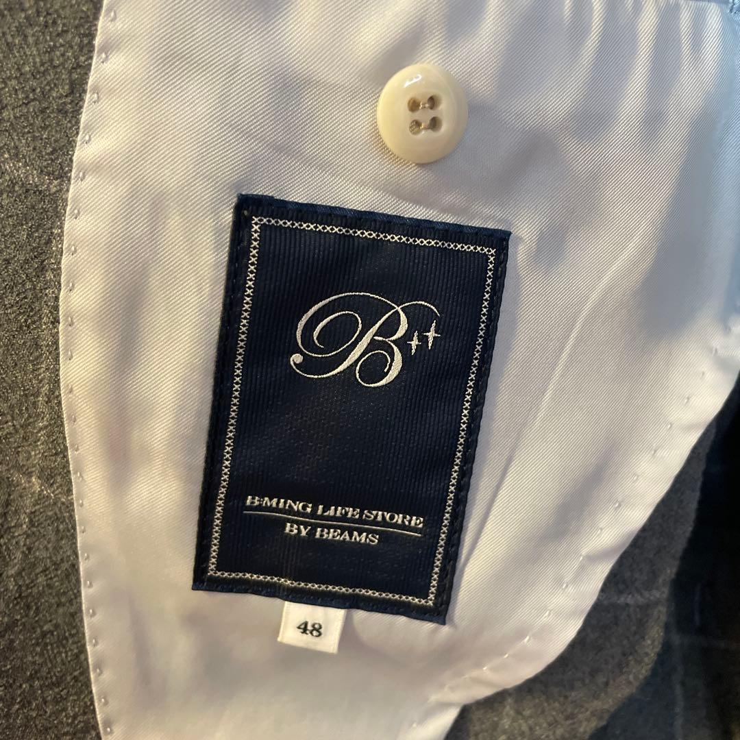 B+ by BEAMS グレー チェック柄 セットアップ サイズ48