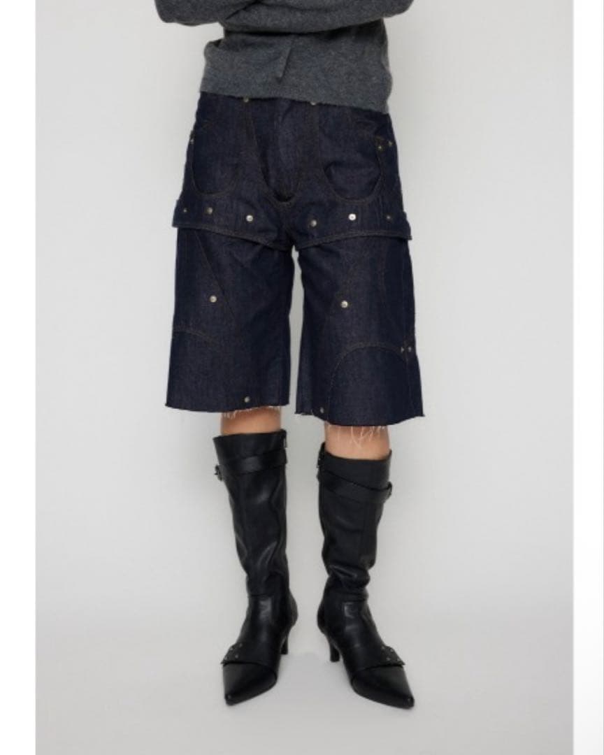 【LAGUA GEM】LAYERING HALF デニム ハーフパンツ