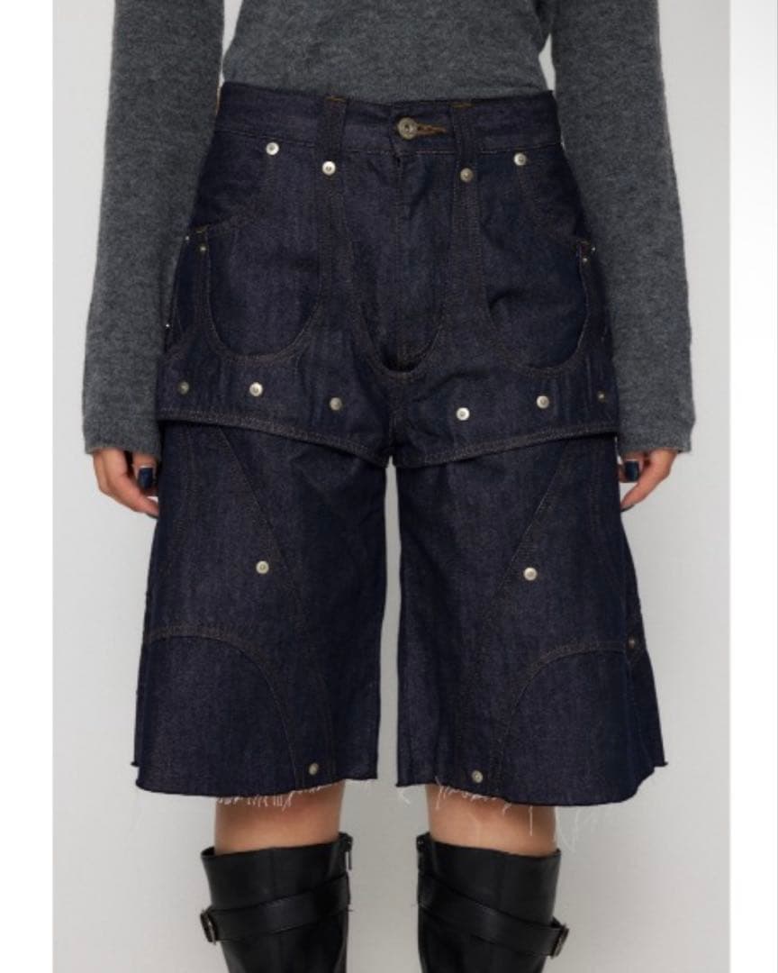 【LAGUA GEM】LAYERING HALF デニム ハーフパンツ