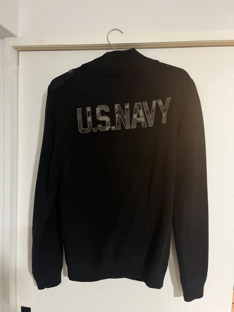 AVIREX ブラック カーディガン　U.S.NAVY 迷彩　アヴィレックス