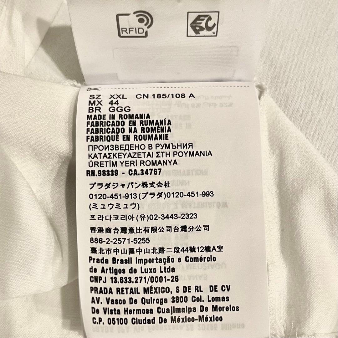 PRADA ラバーロゴ ポケット Tシャツ ホワイト サイズXXL