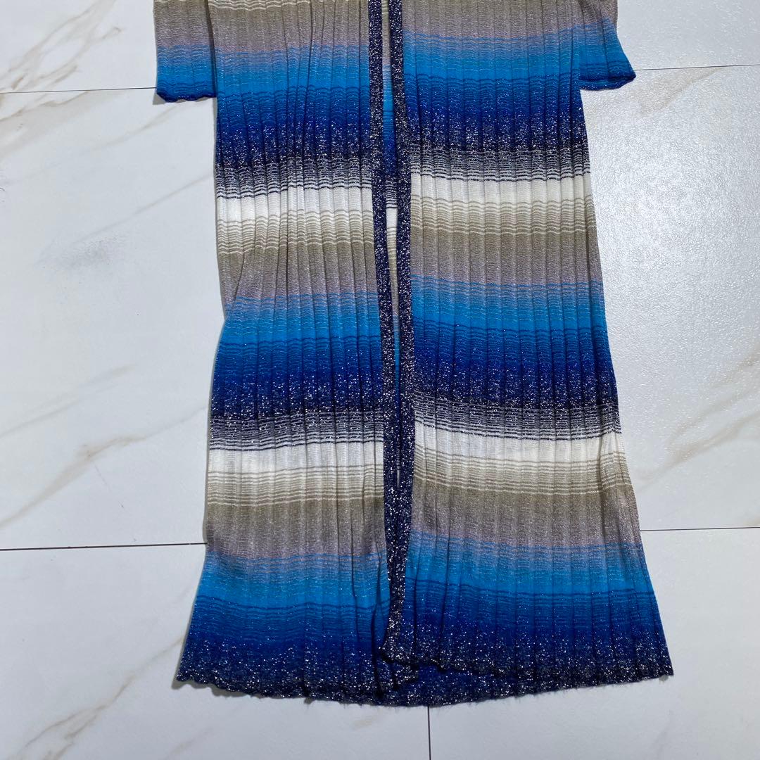 完売品♡ZARA グラデーションニット ロングカーディガン プリーツ調 M位