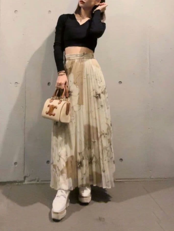 美品 Ameri HOLLY VINTAGE PLEATS SKIRT M 花柄